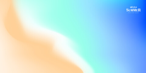 Summer beach background with blurred gradient. Soft blur of turquoise ocean water, sand, wave. Tropical coast scene with copy space for travel and vacation banner. Vector illustration © zaie