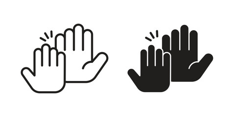 Obraz premium High Five icon clipart symbol isolated on white background. Flat and stroke designs.