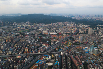 Fototapeta premium Aerial view of cityscape in Guangzhou China
