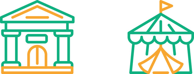 Contrast of classical architecture and carnival tent with vibrant colors © Muhammad Hridoy