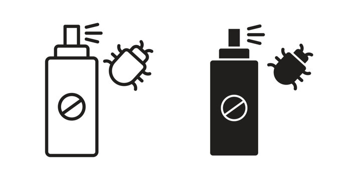 Insecticide icon clipart symbol isolated on white background. Flat and stroke designs.