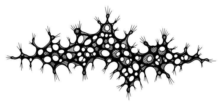 Microscopic cell structure with organic porous texture and spiky edges sketch style