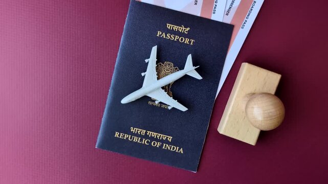 Indian passport, a document for travel, leisure, and work. Passport of India as a travel background for your design