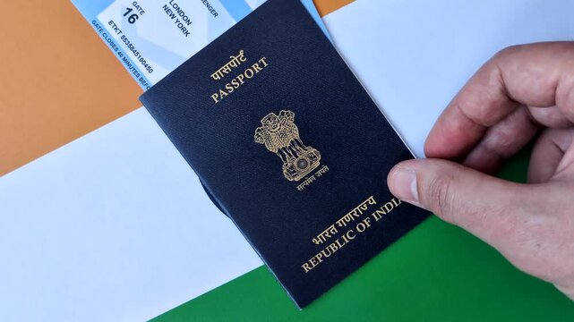 Indian passport, a document for travel, leisure, and work. Passport of India as a travel background for your design