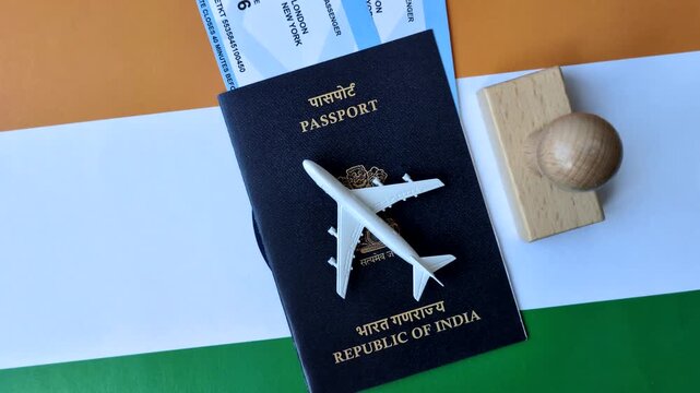 Indian passport, a document for travel, leisure, and work. Passport of India as a travel background for your design