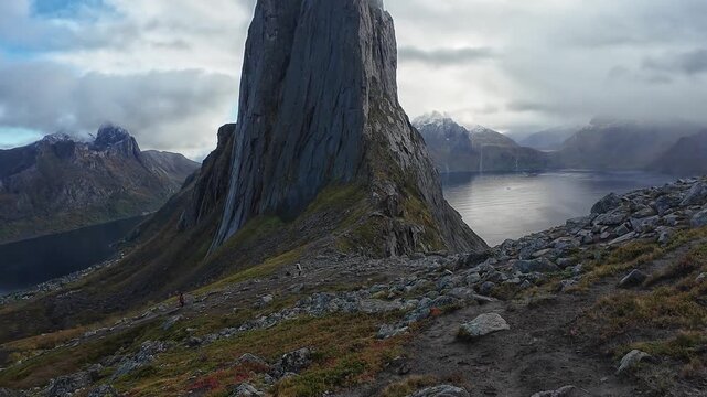 Breathtaking view of the fjord and Segla Mountain on the island of Senja, Norway