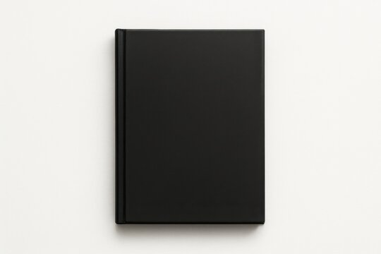 Mockup de livro preto em branco. Caderno de capa dura fechado isolado no fundo branco para design e apresenta&ccedil;&atilde;o.