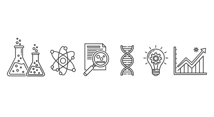 Fototapeta premium science and innovation icon combo set flat design vector illustration