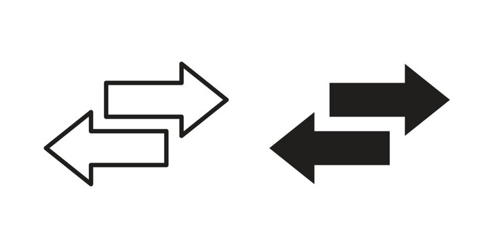 Left right direction icon clipart symbol isolated on white background. Flat and stroke designs.