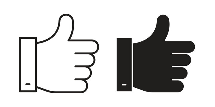 Like button icon clipart symbol isolated on white background. Flat and stroke designs.