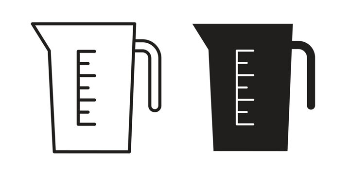 Measuring cup icon clipart symbol isolated on white background. Flat and stroke designs.