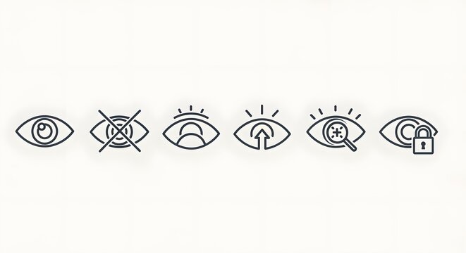 flat combo icon set of eye vision and perception symbols vector illustration