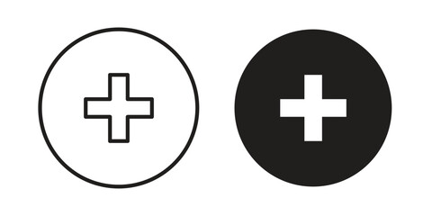 Fototapeta premium Plus icon clipart symbol isolated on white background. Flat and stroke designs.