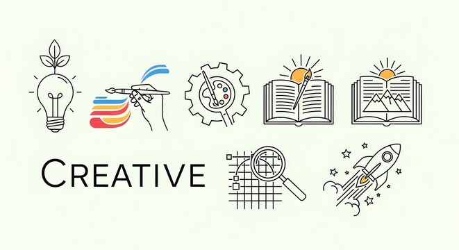Creative Idea Concept Icon Combo Set for Business and Innovation