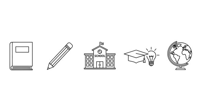 education and learning icon combo set flat design vector illustration