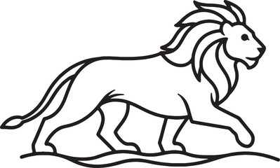 Fototapeta premium Minimalist Lion Walking Line Art Illustration King of Jungle Vector Logo Design