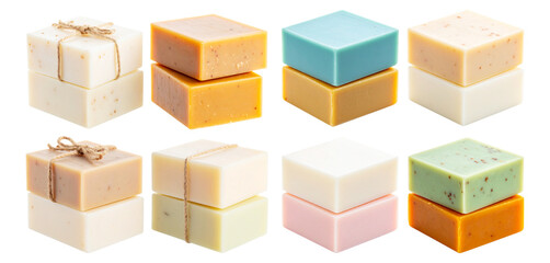 Fototapeta premium Assorted Soap Bars Stack with Natural Ingredients and Vivid Colors