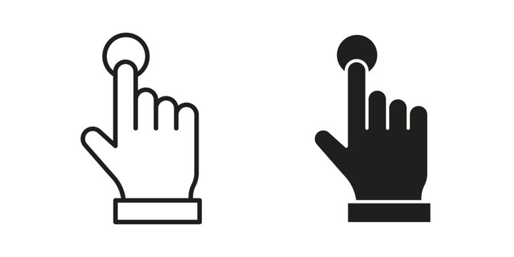 Finger press icon silhouette. Editable stroke. Line vector illustration design