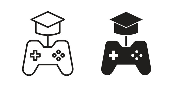 Game based learning icon silhouette. Editable stroke. Line vector illustration design