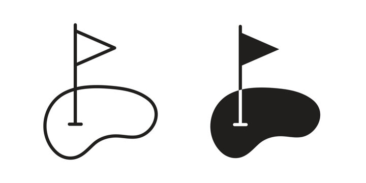 Golf yard icon silhouette. Editable stroke. Line vector illustration design