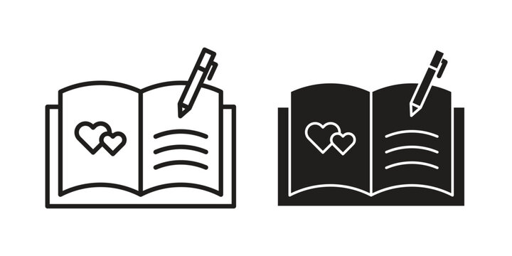 Guests book icon silhouette. Editable stroke. Line vector illustration design