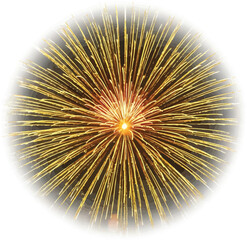 Obraz premium Golden Fireworks Exploding on White Background Isolated