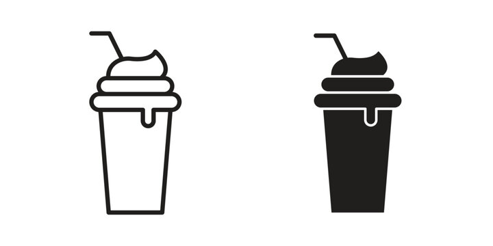 Milkshake icon silhouette. Editable stroke. Line vector illustration design
