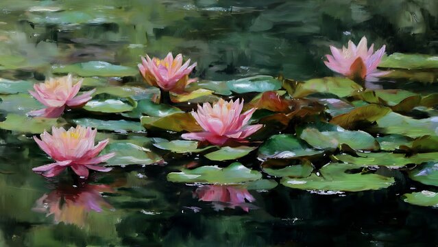 Modern Water Lilies Inspired by Monet's Classic Impressionism Artwork