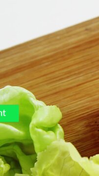 Vertical video: Animated overlays sliding on hover, covering tomato and lettuce to engage viewers