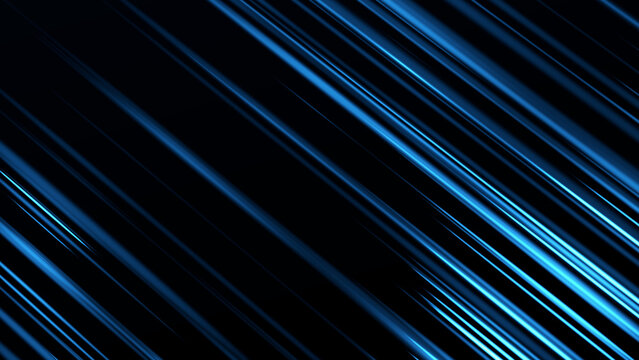 Diagonal blue light streaks and motion lines on dark background, sleek futuristic speed texture illustration in 4K.