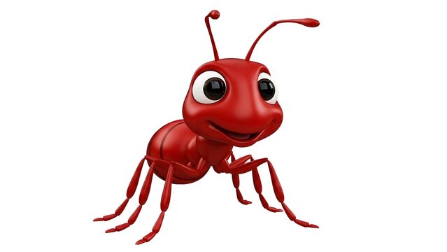A cheerful cartoon ant standing on a transparent background