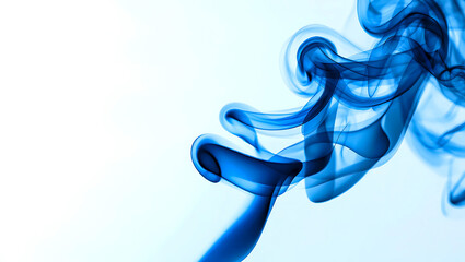 Fototapeta premium Abstract Blue Smoke Plumes on White Background for Artistic Design and Creative Visuals Ideal for Backgrounds and Overlays