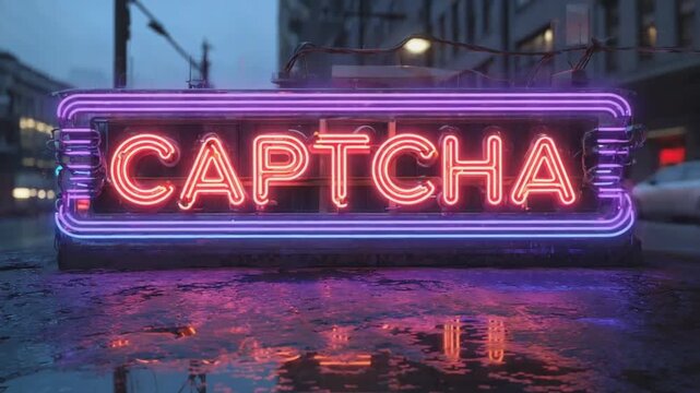 Neon sign of captcha.