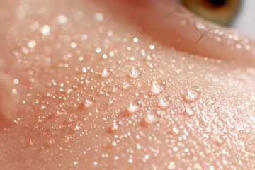 Fototapeta premium Close-up of skin with water droplets glistening.