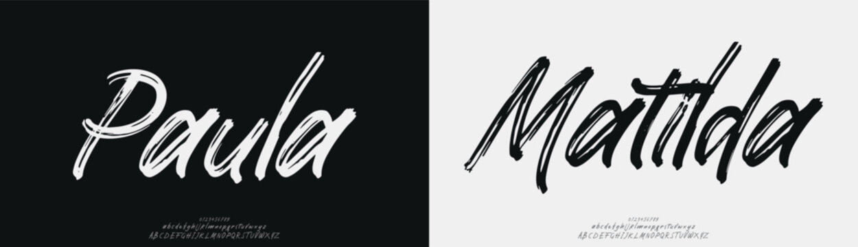 Paula Matilda, Script elegant Modern beauty font alphabet logo. Typography beautiful luxury minimal elegant serif fonts fashion wedding vintage retro logos. vector illustration
