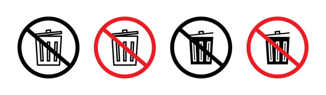 No trash sign set. vector illustration