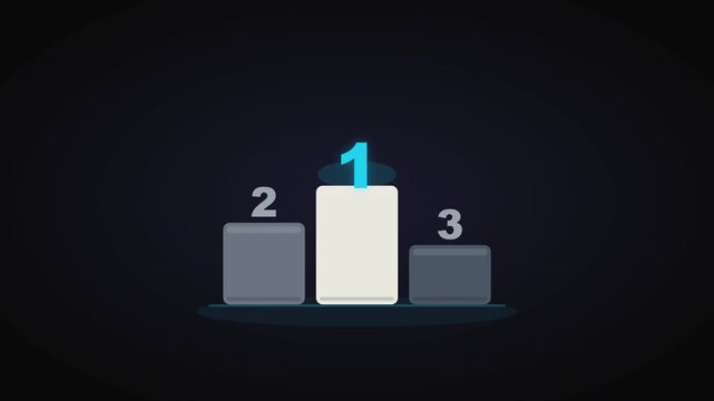 Simple podium with numbers one, two, and three, suitable for ranking, top lists, winners, competition results, or displaying performance metrics.