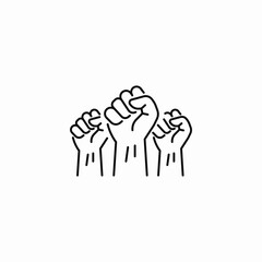 Fototapeta premium raised fists protest icon sign vector