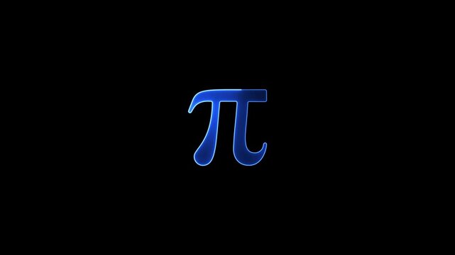 Neon glowing blue color Pi symbol animation on black background. Glowing neon pi mathematical icon animation black background. 4K Video motion graphic animation. Letter icon animation.