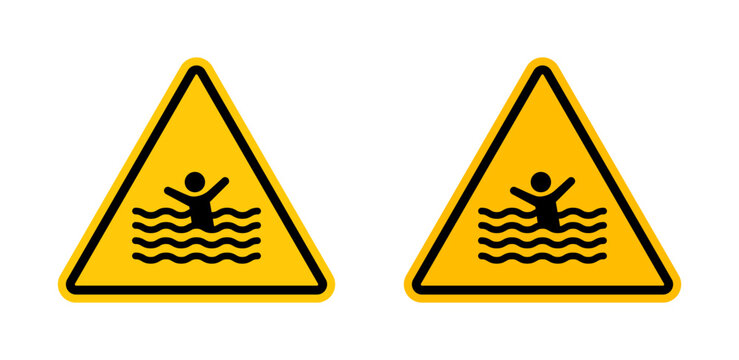 Risk of drowning warning signs set. vector illustration