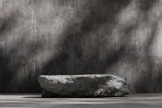 Stone platform on dark concrete background