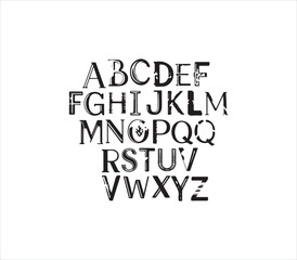 Obraz premium Alphabet letters in a decorative font style on white various characters and symbols