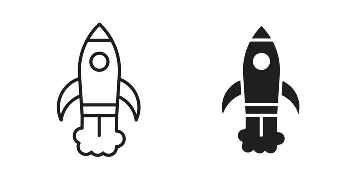 Startup icon symbols, Solid black and editable stroke icons