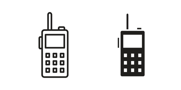 Walkie talkie icon symbols, Solid black and editable stroke icons