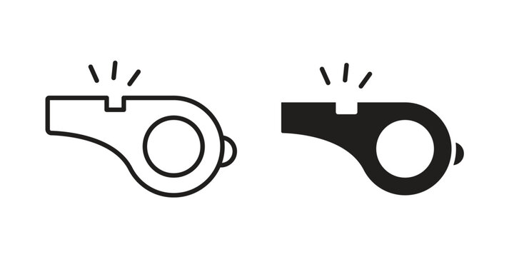 Whistle icon symbols, Solid black and editable stroke icons
