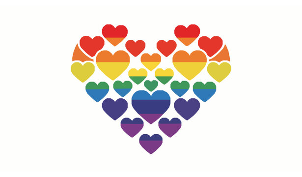 Rainbow Heart Vector Illustration Made of Colorful Hearts for LGBT Pride and Equality Symbol