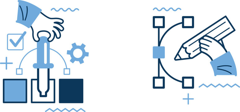 Illustration of manual data input and automated data processing workflows
