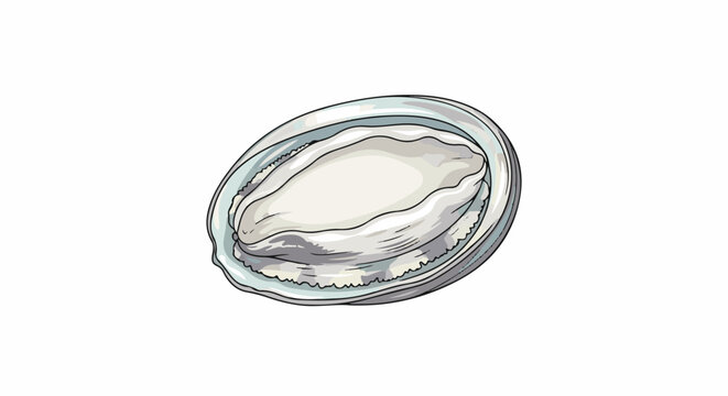Illustration of a single raw oyster on a white background