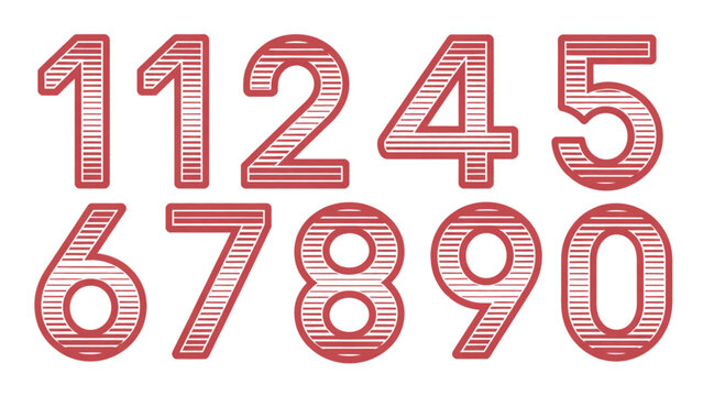 Group of six cartoon mice standing in a row with red ears and tails Vector