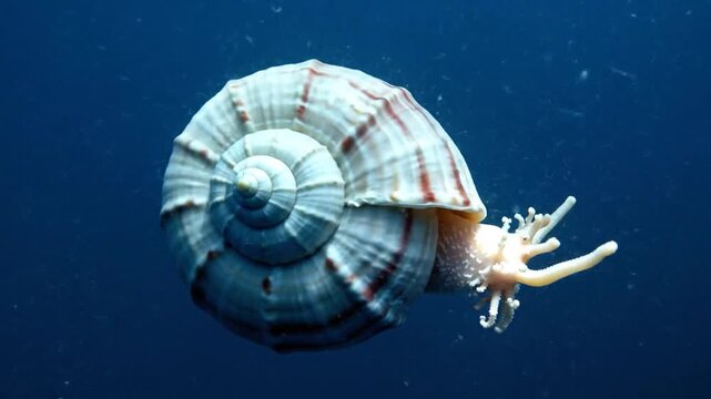 Delicate Spiral Nautilus Shell Drifting in Ocean Waters